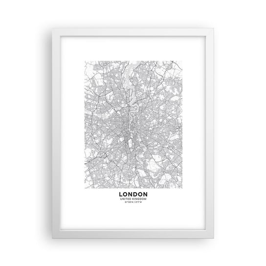 Obraz - Plakat - Mapa londyńskiego labiryntu - 30x40cm - Miasto Mapa Miasta Londyn - Foto Plakaty na ścianę w ramie białej - Plakat do Salonu Sypialni ARTTOR ARTTOR