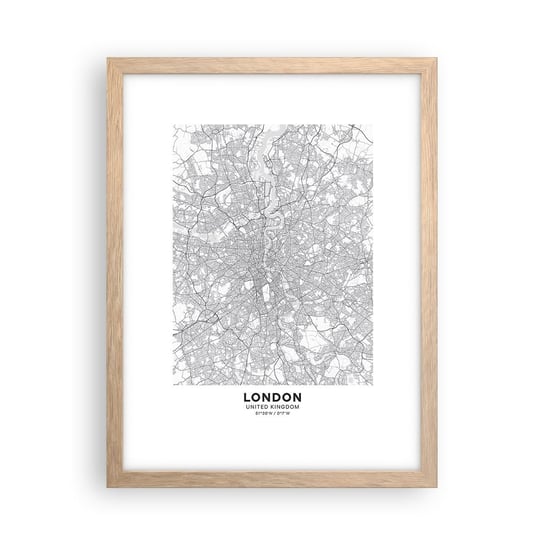Obraz - Plakat - Mapa londyńskiego labiryntu - 30x40cm - Miasto Mapa Miasta Londyn - Foto Plakaty na ścianę w ramie jasny dąb - Plakat do Salonu Sypialni ARTTOR ARTTOR