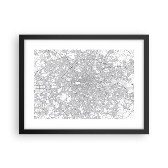 Obraz - Plakat - Mapa londyńskiego labiryntu - 40x30cm - Miasto Mapa Miasta Londyn - Foto Plakaty na ścianę w czarnej ramie - Plakat do Salonu Sypialni ARTTOR ARTTOR