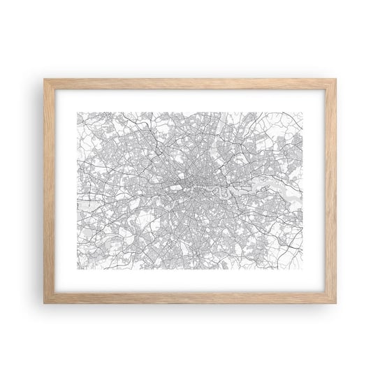 Obraz - Plakat - Mapa londyńskiego labiryntu - 40x30cm - Miasto Mapa Miasta Londyn - Foto Plakaty na ścianę w ramie jasny dąb - Plakat do Salonu Sypialni ARTTOR ARTTOR