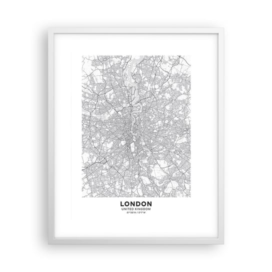 Obraz - Plakat - Mapa londyńskiego labiryntu - 40x50cm - Miasto Mapa Miasta Londyn - Foto Plakaty w ramie koloru białego do Salonu Sypialni ARTTOR ARTTOR