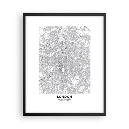 Obraz - Plakat - Mapa londyńskiego labiryntu - 40x50cm - Miasto Mapa Miasta Londyn - Foto Plakaty w ramie koloru czarnego do Salonu Sypialni ARTTOR ARTTOR
