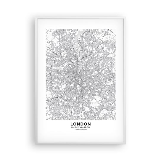 Obraz - Plakat - Mapa londyńskiego labiryntu - 70x100cm - Miasto Mapa Miasta Londyn - Foto Plakaty w ramie koloru białego do Salonu Sypialni ARTTOR ARTTOR