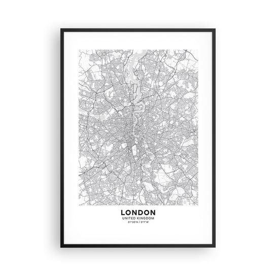Obraz - Plakat - Mapa londyńskiego labiryntu - 70x100cm - Miasto Mapa Miasta Londyn - Foto Plakaty w ramie koloru czarnego do Salonu Sypialni ARTTOR ARTTOR