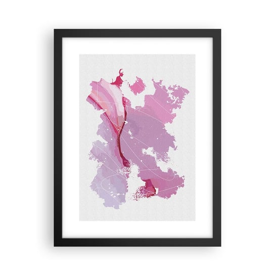 Obraz - Plakat - Mapa różowego świata - 30x40cm - Minimalizm Pastelowa Mapa - Foto Plakaty na ścianę w czarnej ramie - Plakat do Salonu Sypialni ARTTOR ARTTOR