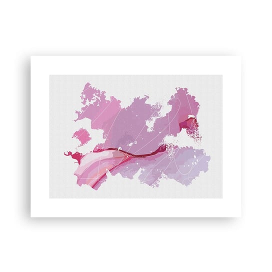 Obraz - Plakat - Mapa różowego świata - 40x30cm - Minimalizm Pastelowa Mapa - Foto Plakaty na ścianę bez ramy - Plakat do Salonu Sypialni ARTTOR ARTTOR