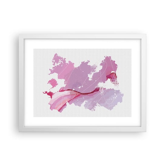 Obraz - Plakat - Mapa różowego świata - 40x30cm - Minimalizm Pastelowa Mapa - Foto Plakaty na ścianę w ramie białej - Plakat do Salonu Sypialni ARTTOR ARTTOR