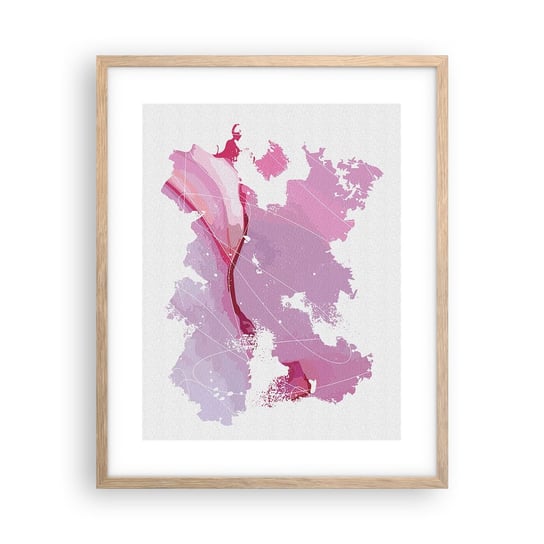 Obraz - Plakat - Mapa różowego świata - 40x50cm - Minimalizm Pastelowa Mapa - Foto Plakaty w ramie koloru jasny dąb do Salonu Sypialni ARTTOR ARTTOR