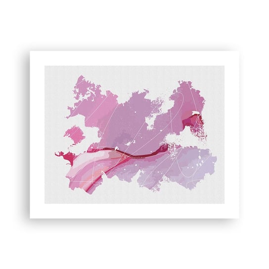 Obraz - Plakat - Mapa różowego świata - 50x40cm - Minimalizm Pastelowa Mapa - Foto Plakaty bez ramy do Salonu Sypialni ARTTOR ARTTOR