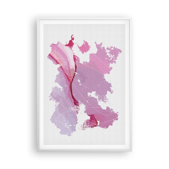 Obraz - Plakat - Mapa różowego świata - 70x100cm - Minimalizm Pastelowa Mapa - Foto Plakaty w ramie koloru białego do Salonu Sypialni ARTTOR ARTTOR