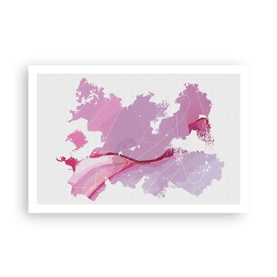 Obraz - Plakat - Mapa różowego świata - 91x61cm - Minimalizm Pastelowa Mapa - Foto Plakaty na ścianę bez ramy - Plakat do Salonu Sypialni ARTTOR ARTTOR