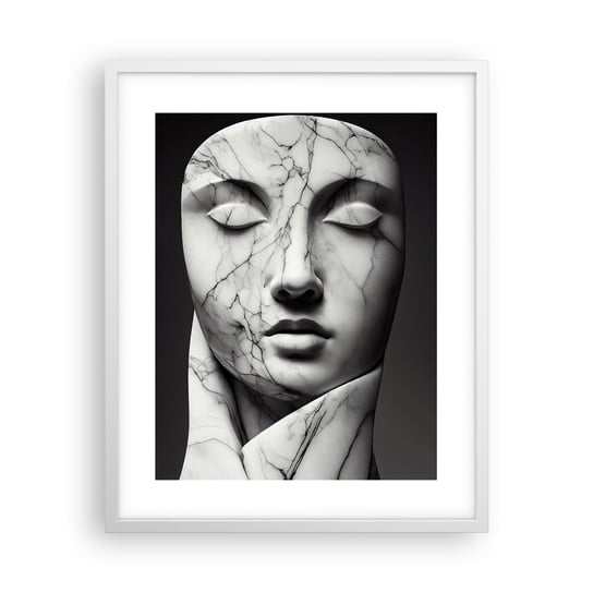 Obraz - Plakat - Marmurowe kształty - 40x50cm - Marmur Twarz Rzeźba - Foto Plakaty w ramie koloru białego do Salonu Sypialni ARTTOR ARTTOR