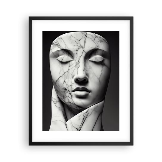 Obraz - Plakat - Marmurowe kształty - 40x50cm - Marmur Twarz Rzeźba - Foto Plakaty w ramie koloru czarnego do Salonu Sypialni ARTTOR ARTTOR
