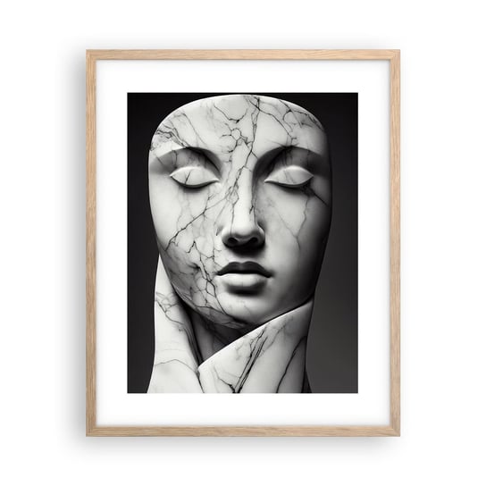 Obraz - Plakat - Marmurowe kształty - 40x50cm - Marmur Twarz Rzeźba - Foto Plakaty w ramie koloru jasny dąb do Salonu Sypialni ARTTOR ARTTOR