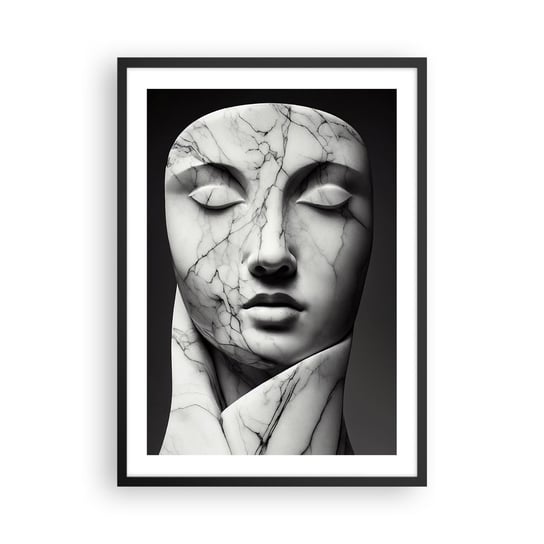 Obraz - Plakat - Marmurowe kształty - 50x70cm - Marmur Twarz Rzeźba - Nowoczesny modny obraz Plakat czarna rama ARTTOR ARTTOR