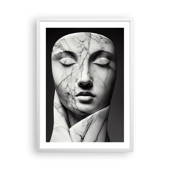 Obraz - Plakat - Marmurowe kształty - 50x70cm - Marmur Twarz Rzeźba - Nowoczesny modny obraz Plakat rama biała ARTTOR ARTTOR