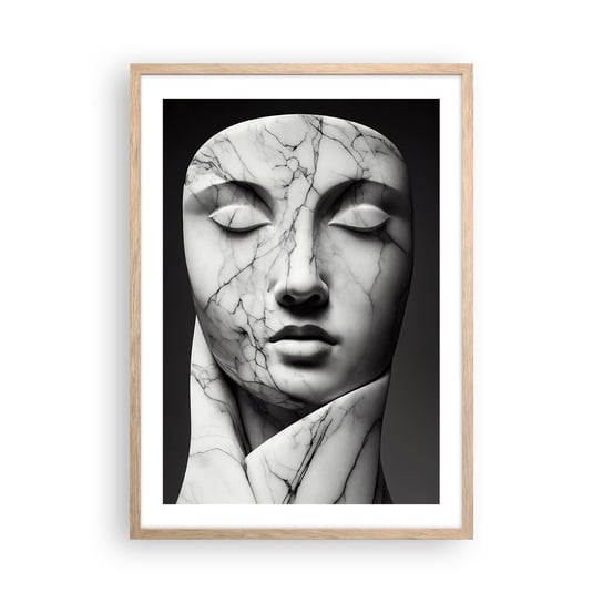 Obraz - Plakat - Marmurowe kształty - 50x70cm - Marmur Twarz Rzeźba - Nowoczesny modny obraz Plakat rama jasny dąb ARTTOR ARTTOR