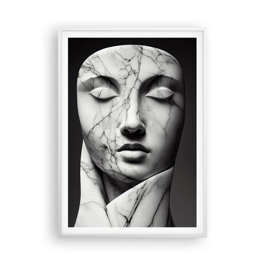 Obraz - Plakat - Marmurowe kształty - 70x100cm - Marmur Twarz Rzeźba - Foto Plakaty w ramie koloru białego do Salonu Sypialni ARTTOR ARTTOR
