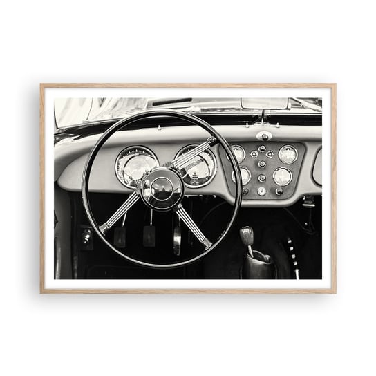 Obraz - Plakat - Marzenie kolekcjonera - 100x70cm - Samochód Vintage Motoryzacja - Foto Plakaty w ramie koloru jasny dąb do Salonu Sypialni ARTTOR ARTTOR