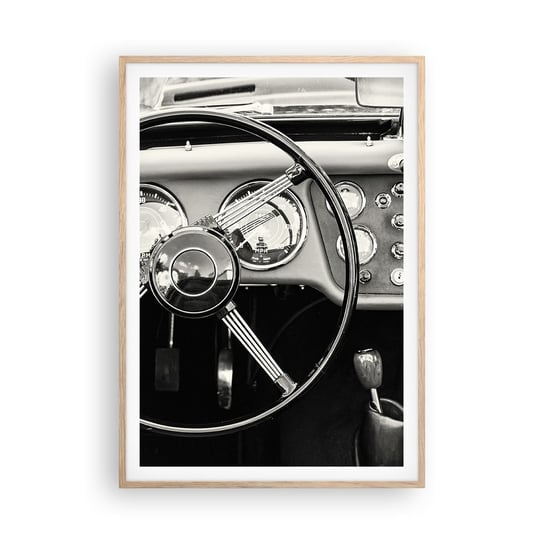 Obraz - Plakat - Marzenie kolekcjonera - 70x100cm - Samochód Vintage Motoryzacja - Foto Plakaty w ramie koloru jasny dąb do Salonu Sypialni ARTTOR ARTTOR