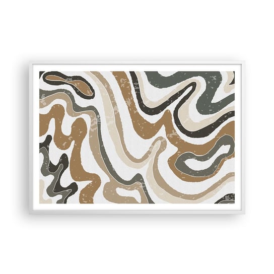 Obraz - Plakat - Meandry barw ziemi - 100x70cm - Abstrakcja Sztuka Boho - Foto Plakaty w ramie koloru białego do Salonu Sypialni ARTTOR ARTTOR