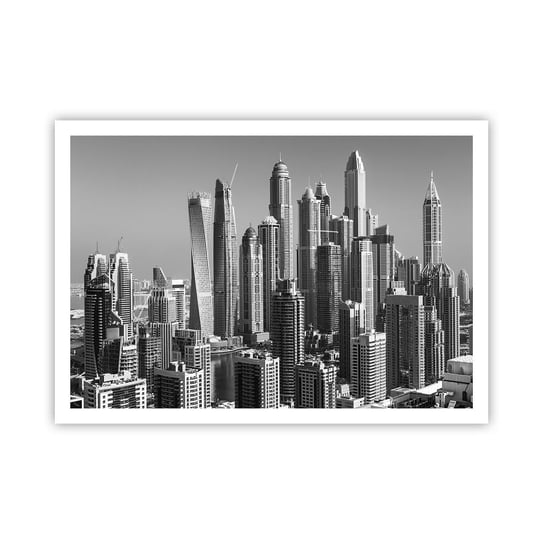 Obraz - Plakat - Miasto nad pustynią - 100x70cm - Architektura Miasto Dubaj - Foto Plakaty bez ramy na ścianę do Salonu Sypialni ARTTOR ARTTOR