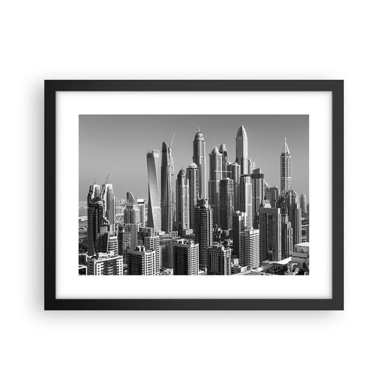 Obraz - Plakat - Miasto nad pustynią - 40x30cm - Architektura Miasto Dubaj - Foto Plakaty na ścianę w czarnej ramie - Plakat do Salonu Sypialni ARTTOR ARTTOR