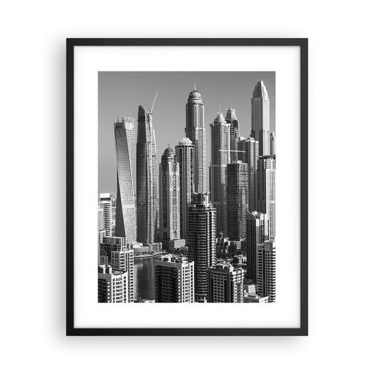 Obraz - Plakat - Miasto nad pustynią - 40x50cm - Architektura Miasto Dubaj - Foto Plakaty w ramie koloru czarnego do Salonu Sypialni ARTTOR ARTTOR