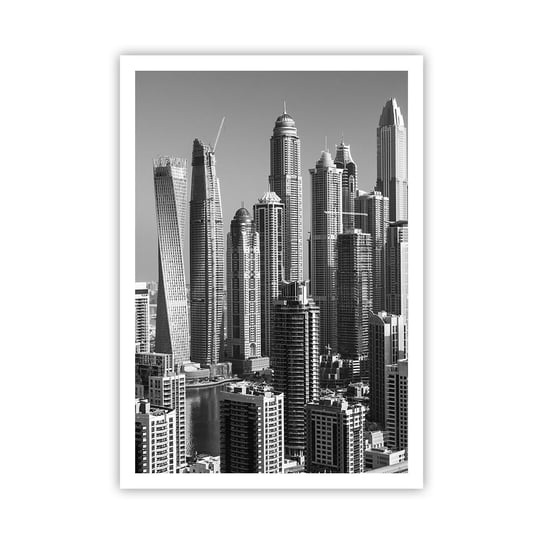 Obraz - Plakat - Miasto nad pustynią - 70x100cm - Architektura Miasto Dubaj - Foto Plakaty bez ramy na ścianę do Salonu Sypialni ARTTOR ARTTOR