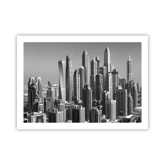 Obraz - Plakat - Miasto nad pustynią - 70x50cm - Architektura Miasto Dubaj - Nowoczesny modny obraz Plakat bez ramy do Salonu Sypialni ARTTOR ARTTOR