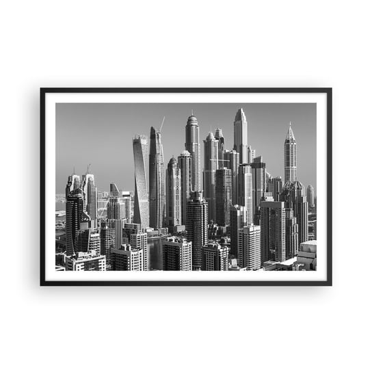 Obraz - Plakat - Miasto nad pustynią - 91x61cm - Architektura Miasto Dubaj - Foto Plakaty na ścianę w czarnej ramie - Plakat do Salonu Sypialni ARTTOR ARTTOR