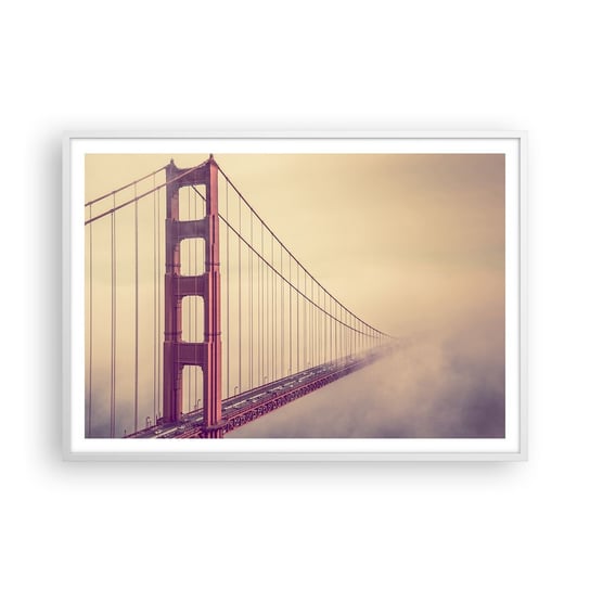 Obraz - Plakat - Między niebem a ziemią - 100x70cm - Krajobraz Architektura San Francisco - Foto Plakaty w ramie koloru białego do Salonu Sypialni ARTTOR ARTTOR