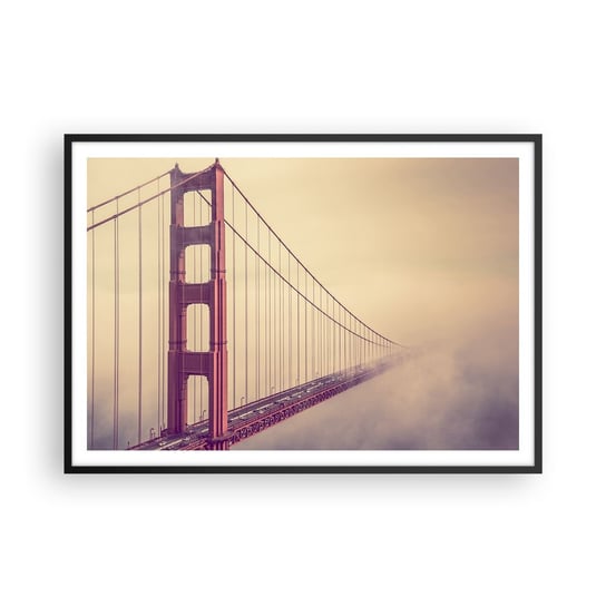Obraz - Plakat - Między niebem a ziemią - 100x70cm - Krajobraz Architektura San Francisco - Foto Plakaty w ramie koloru czarnego do Salonu Sypialni ARTTOR ARTTOR
