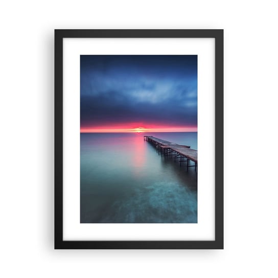 Obraz - Plakat - Między niebem a ziemią - 30x40cm - Krajobraz Morze Zachód Słońca - Foto Plakaty na ścianę w czarnej ramie - Plakat do Salonu Sypialni ARTTOR ARTTOR