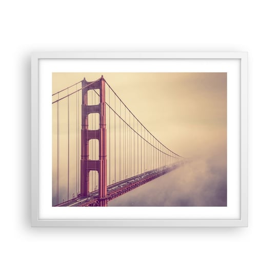 Obraz - Plakat - Między niebem a ziemią - 50x40cm - Krajobraz Architektura San Francisco - Foto Plakaty w ramie koloru białego do Salonu Sypialni ARTTOR ARTTOR