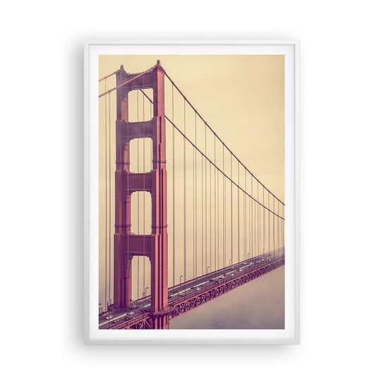 Obraz - Plakat - Między niebem a ziemią - 70x100cm - Krajobraz Architektura San Francisco - Foto Plakaty w ramie koloru białego do Salonu Sypialni ARTTOR ARTTOR