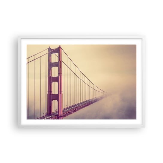 Obraz - Plakat - Między niebem a ziemią - 70x50cm - Krajobraz Architektura San Francisco - Nowoczesny modny obraz Plakat rama biała ARTTOR ARTTOR