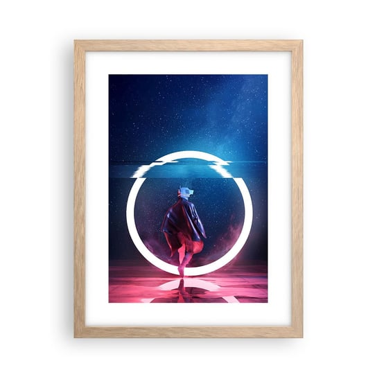 Obraz - Plakat - Między światami - 30x40cm - Futurystyczny Astronauta Kosmos - Foto Plakaty na ścianę w ramie jasny dąb - Plakat do Salonu Sypialni ARTTOR ARTTOR