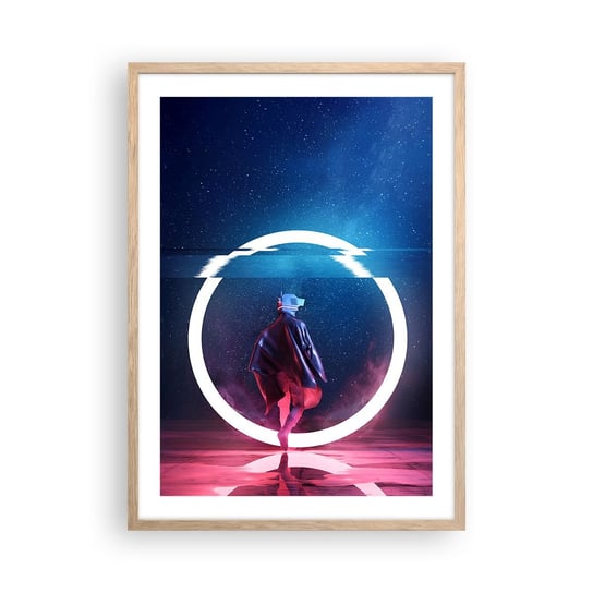 Obraz - Plakat - Między światami - 50x70cm - Futurystyczny Astronauta Kosmos - Nowoczesny modny obraz Plakat rama jasny dąb ARTTOR ARTTOR