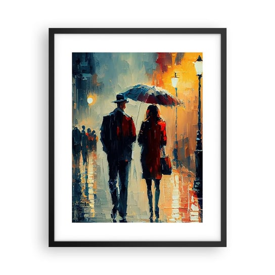 Obraz - Plakat - Miejska love story - 40x50cm - Romantyzm Para Pejzaż - Foto Plakaty w ramie koloru czarnego do Salonu Sypialni ARTTOR ARTTOR