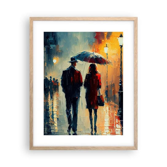 Obraz - Plakat - Miejska love story - 40x50cm - Romantyzm Para Pejzaż - Foto Plakaty w ramie koloru jasny dąb do Salonu Sypialni ARTTOR ARTTOR