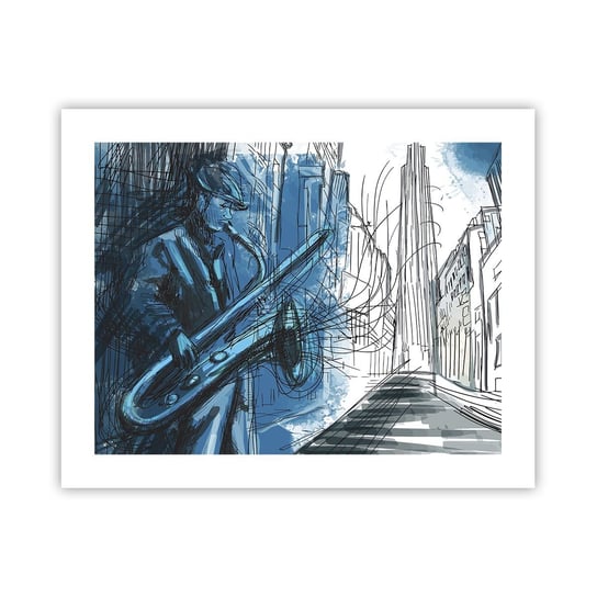 Obraz - Plakat - Miejska rapsodia - 50x40cm - Saksofon Jazz Muzyka - Foto Plakaty bez ramy do Salonu Sypialni ARTTOR ARTTOR