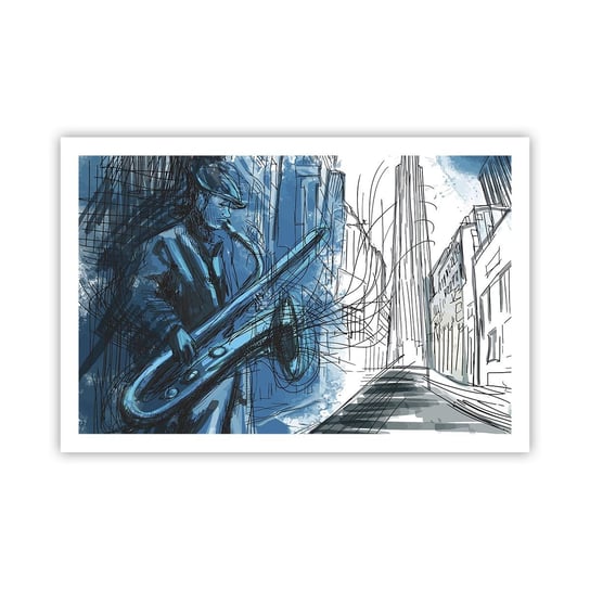 Obraz - Plakat - Miejska rapsodia - 91x61cm - Saksofon Jazz Muzyka - Foto Plakaty na ścianę bez ramy - Plakat do Salonu Sypialni ARTTOR ARTTOR