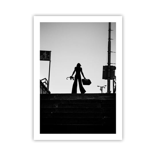 Obraz - Plakat - Miejska wędrówka - 50x70cm - Miasto Kobieta Modelka - Nowoczesny modny obraz Plakat bez ramy do Salonu Sypialni ARTTOR ARTTOR