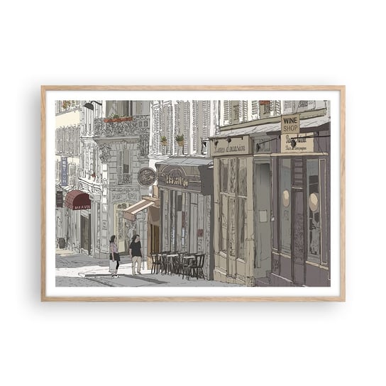 Obraz - Plakat - Miejskie radości - 100x70cm - Architektura Miasto Paryż - Foto Plakaty w ramie koloru jasny dąb do Salonu Sypialni ARTTOR ARTTOR