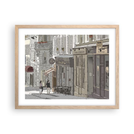 Obraz - Plakat - Miejskie radości - 50x40cm - Architektura Miasto Paryż - Foto Plakaty w ramie koloru jasny dąb do Salonu Sypialni ARTTOR ARTTOR