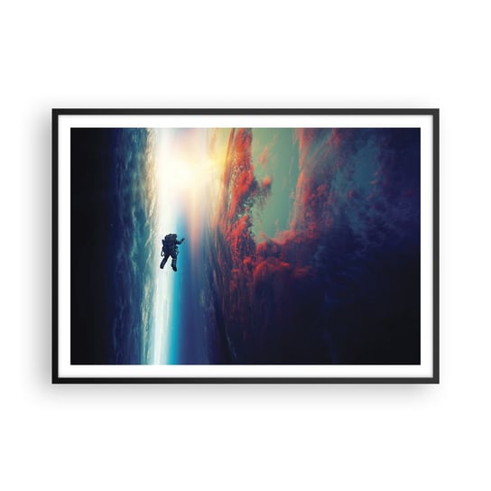 Obraz - Plakat - Mierzyć się ze wszechświatem - 100x70cm - Abstrakcja Astronauta Kosmos - Foto Plakaty w ramie koloru czarnego do Salonu Sypialni ARTTOR ARTTOR