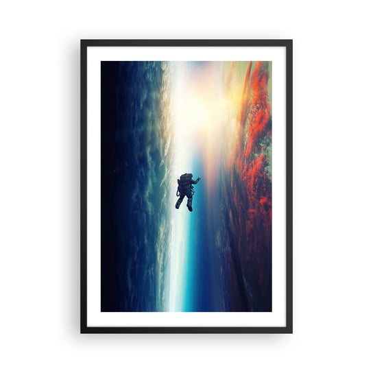 Obraz - Plakat - Mierzyć się ze wszechświatem - 50x70cm - Abstrakcja Astronauta Kosmos - Nowoczesny modny obraz Plakat czarna rama ARTTOR ARTTOR