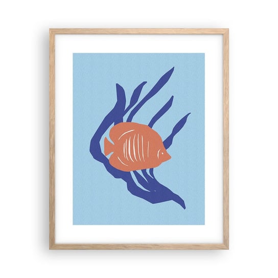 Obraz - Plakat - Mieszkanka wód koralowych - 40x50cm - Ryba Rafa Koralowa Minimalizm - Foto Plakaty w ramie koloru jasny dąb do Salonu Sypialni ARTTOR ARTTOR