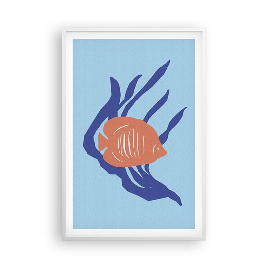 Obraz - Plakat - Mieszkanka wód koralowych - 61x91cm - Ryba Rafa Koralowa Minimalizm - Foto Plakaty na ścianę w ramie białej - Plakat do Salonu Sypialni ARTTOR ARTTOR